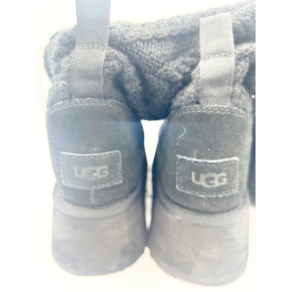 UGG Cable Knit Sweater Branded Platform Boots Size 7 - Picture 5 of 7
